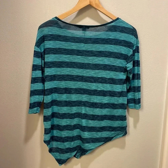 Caslon woman’s blue and turquoise striped three quarter length shirt - Picture 5 of 8